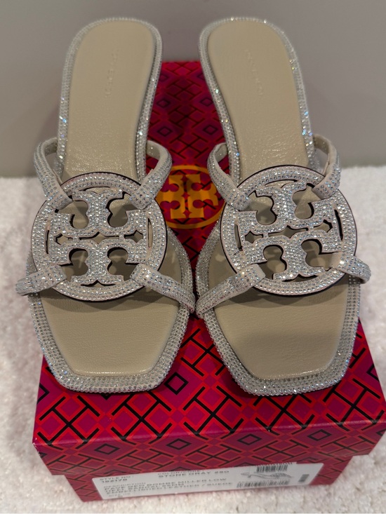 Tory Burch Shoes - Crystal-Embellished Tory Burch Pave Geo Bombe Miller Low Heel Sandals